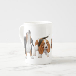 Tasse En Porcelaine Tasse de porcelaine tendre de chiens de basset