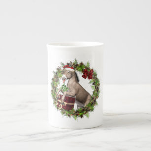 Tasse En Porcelaine Tasse de porcelaine tendre de Père Noël d'âne d