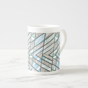 Tasse En Porcelaine Tasse de porcelaine tendre : Motif rayé de V