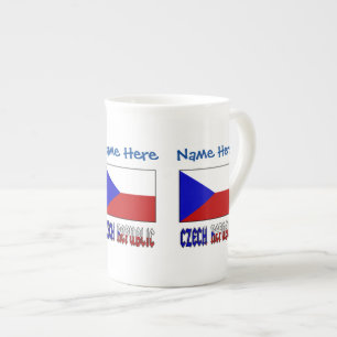 Tasse En Porcelaine Tchéquie Drapeau bleu Personnalisation