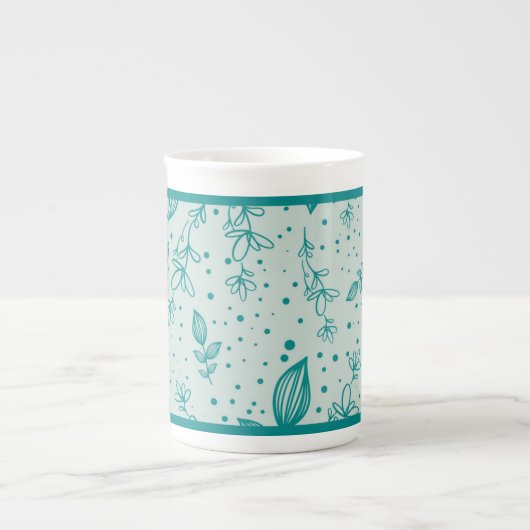 Tasse En Porcelaine Teal Hand Drawn Greenery (Devant)
