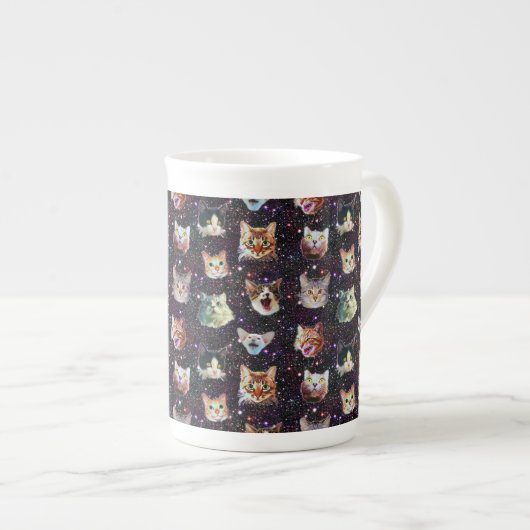 Tasse En Porcelaine Têtes de chat dans l'espace extra-atmosphérique Fu (Devant droit)