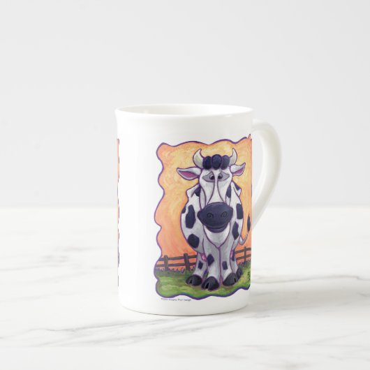 Tasse En Porcelaine Têtes de vache mignonnes et Queues de cacao chaud  (Devant droit)