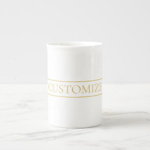 Tasse En Porcelaine Texte simple élégant personnalisable Or et blanc