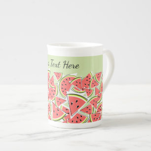 Tasse En Porcelaine Texte vert pastèque