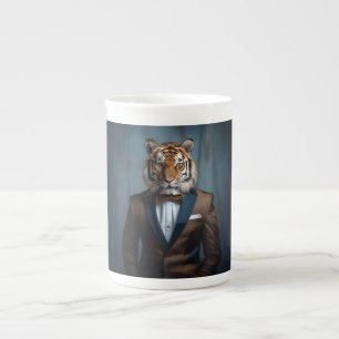 Tasse En Porcelaine Tigre portant un costume sur mesure