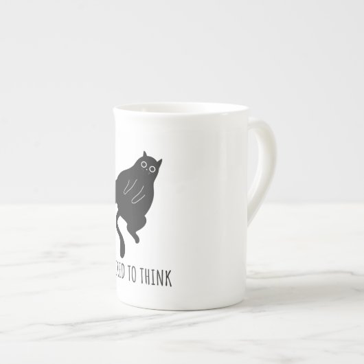 Tasse En Porcelaine Too Tired to Think - Funny Exhausted Black Cat (Devant droit)