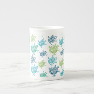 Tasse En Porcelaine Tortues bleues et vertes