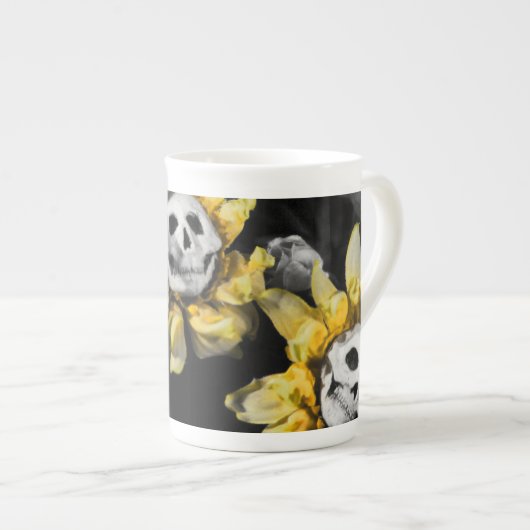 Tasse En Porcelaine Tournesol crâne - Thé de sang et String rouge (Devant droit)