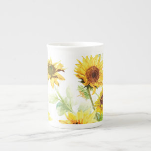 Tasse En Porcelaine Tournesol d'aquarelle