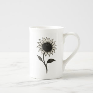 Tasse En Porcelaine Tournesol minimaliste - Design botanique élégant s