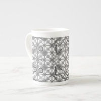 Tribal Batik - gris / gris, noir et blanc