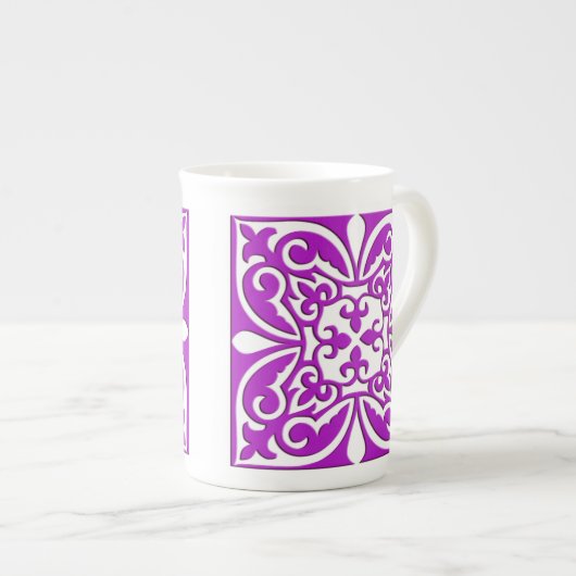 Tasse En Porcelaine Tuiles marocaines - violet violet et blanc (Devant droit)