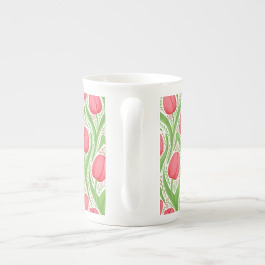 Tasse En Porcelaine Tulipes en rouge et vert (Dos)