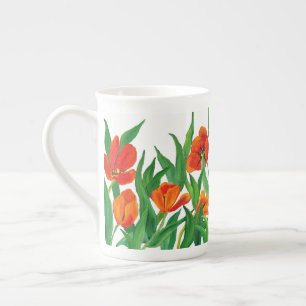 Tasse En Porcelaine Tulipes rouges