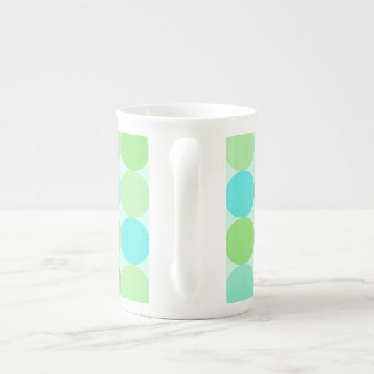 Tasse En Porcelaine Turquoise Bleu Vert & Cercles Orange Monogramme (Dos)