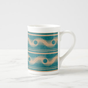 Tasse En Porcelaine Turquoise et Caramel Spiral Motif géométrique rayo