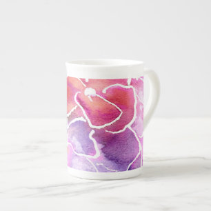 Tasse En Porcelaine Une élégante boue de Chine rose et mauve florale
