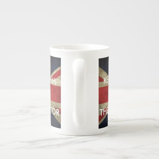 Tasse En Porcelaine Union Jack britannique gardent le calme et (Dos)