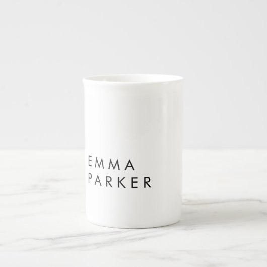 Tasse En Porcelaine Unique Black White Trendy Ajouter Votre Nom (Devant)