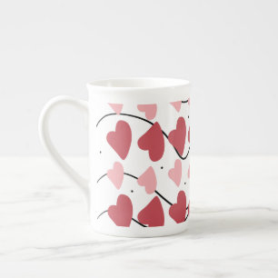 Tasse En Porcelaine Valentines Coeurs Doodles Dots Motif