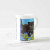 Tasse En Porcelaine Van Gogh Style Chat avec tournesol (Devant droit)