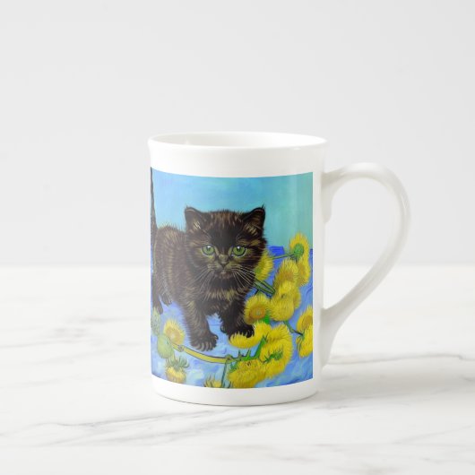 Tasse En Porcelaine Van Gogh Style Chat avec tournesol (Droite)
