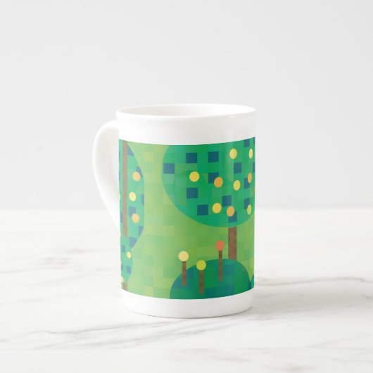 Tasse En Porcelaine verger d'agrumes vert et or (Devant gauche)