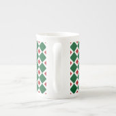 Tasse En Porcelaine Vert, Blanc, Diamant Rouge Motif (Dos)