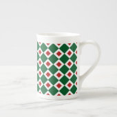 Tasse En Porcelaine Vert, Blanc, Diamant Rouge Motif (Droite)