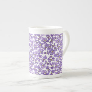 Tasse En Porcelaine Violettes violettes Motif sur blanc