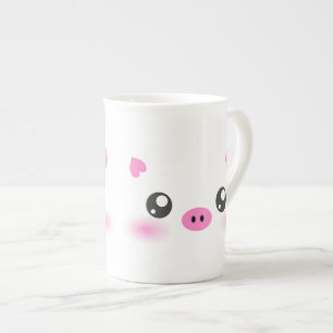 Tasse En Porcelaine Visage mignon de porc - minimalisme de kawaii