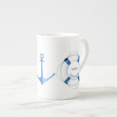 Tasse En Porcelaine Voilier Away Life Ring et Ancre Lifesaver (Devant droit)