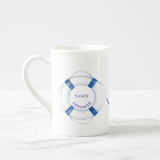 Tasse En Porcelaine Voilier Away Life Ring et Ancre Lifesaver (Gauche)