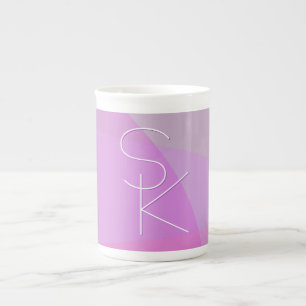 Tasse En Porcelaine Vos initiales qui se chevauchent Géométrique ros