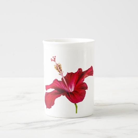 Tasse En Porcelaine Vue latérale de l'Hibiscus rouge (Devant)