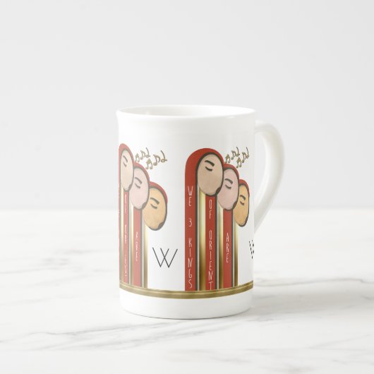 Tasse En Porcelaine We 3 Kings - Art Déco Noël Monogramme (Devant droit)