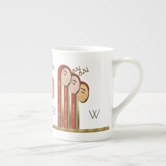Tasse En Porcelaine We 3 Kings - Art Déco Noël Monogramme (Droite)