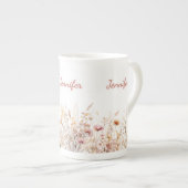 Tasse En Porcelaine Wildflowers beige pink name (Devant droit)