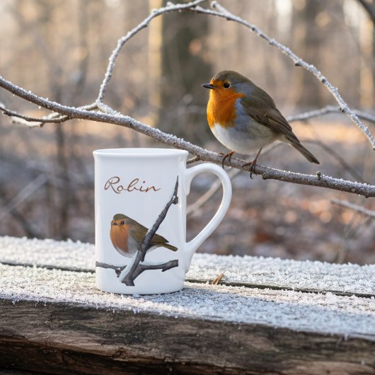 Tasse En Porcelaine Winter Red Robin Birds Nom personnalisé