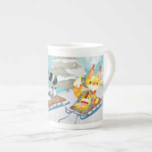 Tasse En Porcelaine Winter Woodland Friends -Fox Hedgehog Illustration