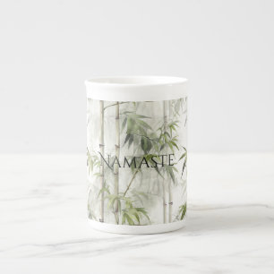 Tasse En Porcelaine Yoga de pleine conscience en bambou vert