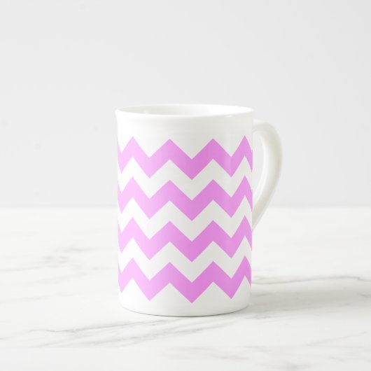Tasse En Porcelaine Zigzag rose et blanc (Devant droit)