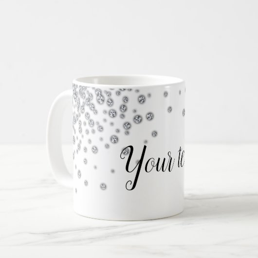 Tasse en strass personnalisée Ajouter votre texte (Devant gauche)