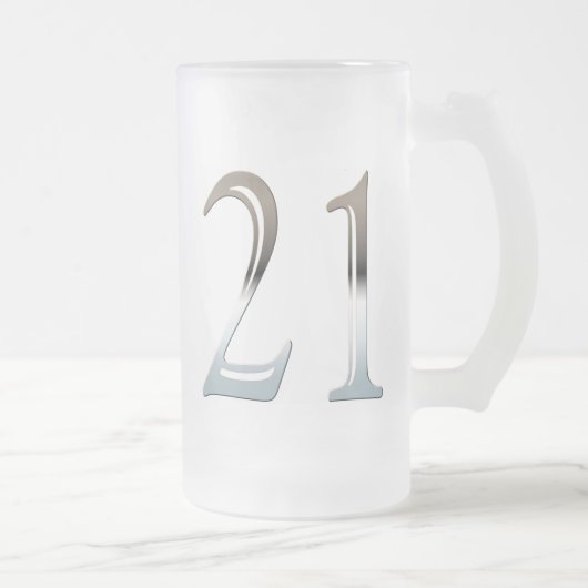 Tasse en verre 21 givré pour le 21ème cadeau (Droit)