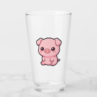 Tasse en verre avec un adorable bébé cochon