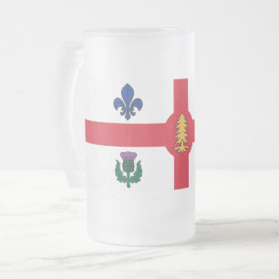Tasse en verre dépoli avec le drapeau de Montréal
