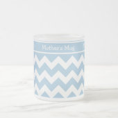 Tasse en verre dépoli personnalisée, Chevrons Bleu (Centre)