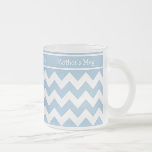 Tasse en verre dépoli personnalisée, Chevrons Bleu (Droit)