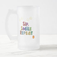 Tasse en verre dépoli 'Sip, Smile, Repeat' 16 oz